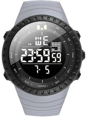 Men's Grey Analog Quartz Sports Outdoor Waterproof Military LED Digital Watch